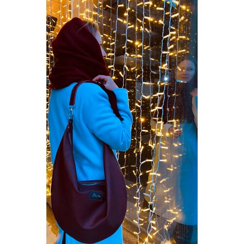 Сумка хобо Stupa, фактура матовая, каштан