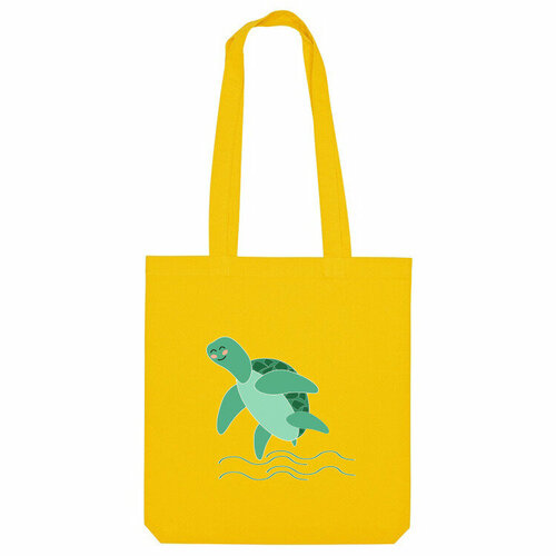 Сумка шоппер Us Basic, желтый мужская футболка черепаха водная красная мультяшная 2xl темно синий