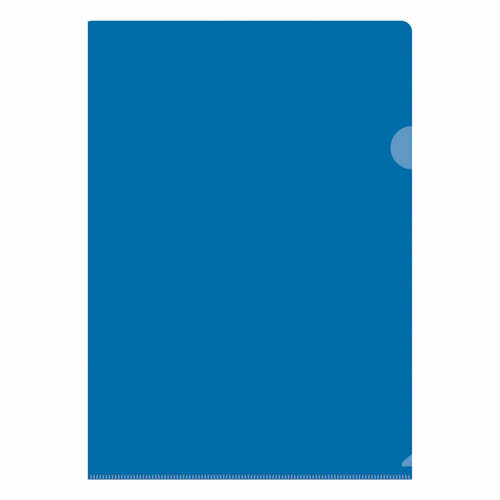 Папка-уголок OfficeSpace А4, 150мкм, пластик, прозрачная синяя (60 шт)