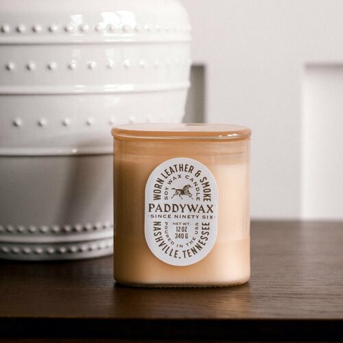 WORN LEATHER SMOKE Большая свеча в стекле с 2 фитилями PaddyWax 5900₽