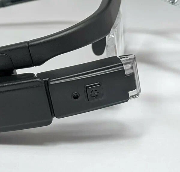 Лупа очки с подсветкой, сменными линзами, USB и аккумулятором 2 LED (ПР-11642ДС)