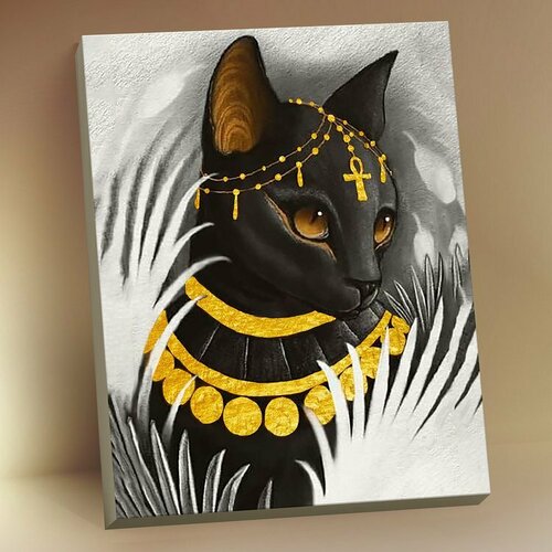 Картина по номерам с поталью Флюид на холсте с подрамником Богиня Бастет Раскраска 40х50 см, Кошки Животные