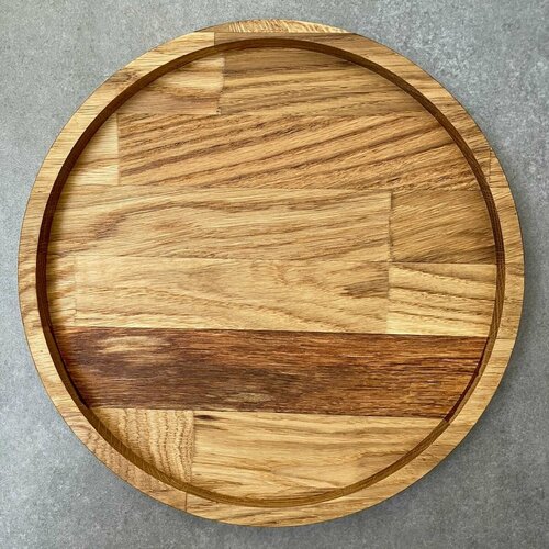 Менажница деревянная из дуба 25х2 см подставка тарелка поднос блюдо для подачи закусок для пиццы 1250₽