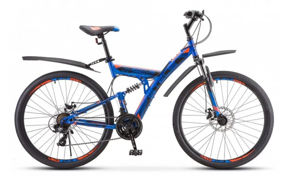 Велосипед 2024 Stels FOCUS MD 21-sp 27,5" Рост 19" синий/неон/красный