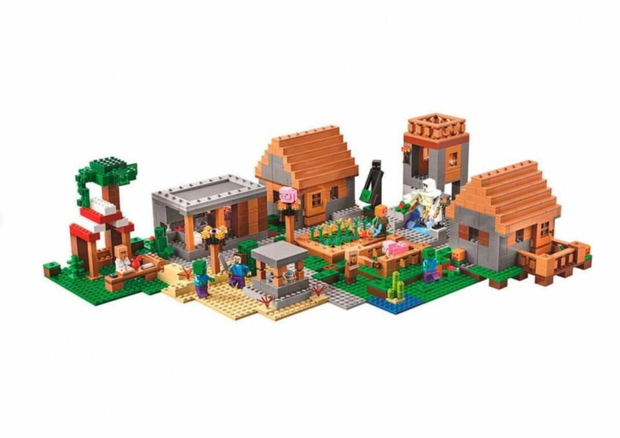 Конструктор Майнкрафт Большая деревня, 1600 деталей, Minecraft
