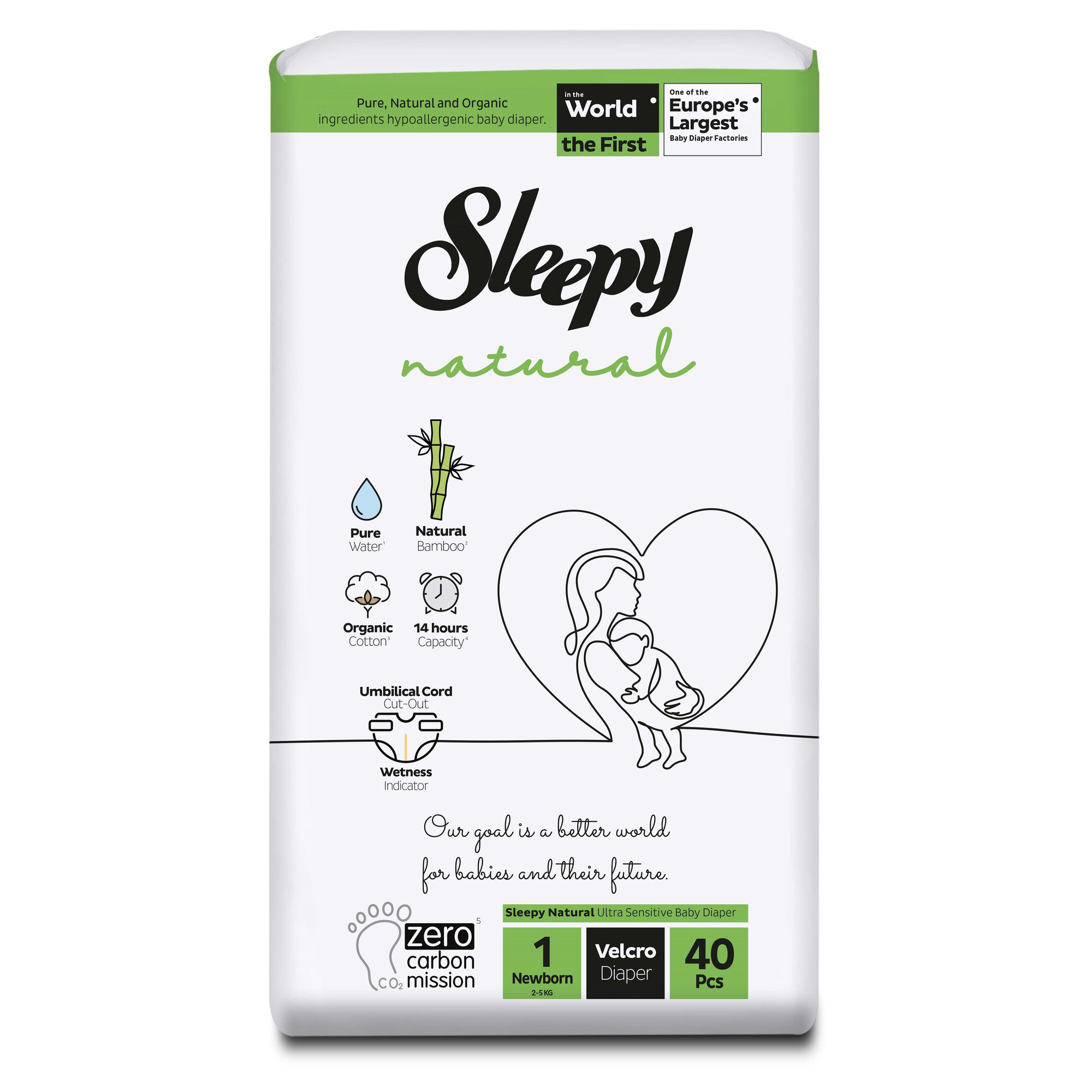 Подгузники Sleepy Natural Newborn, 2-5 кг, 40шт