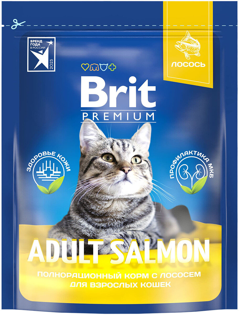 Сухой корм BRIT PREMIUM CAT ADULT SALMON для взрослых кошек с лососем (0,4 кг)