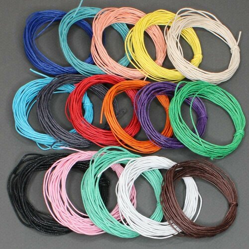 Набор шнур вощеный диаметр 1 мм, набор 16 цветов, 80 метров, ВсемБусики