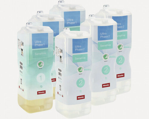 Изображение товара Набор моющих средств Miele Ultraphase 1 Sensitive (3 шт.) + Ultraphase 2 Sensitive (3 шт.)