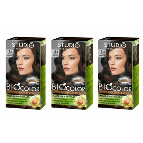 Крем-краска для волос BioColor Studio Professional 3.4 Горячий шоколад, 115 мл, 3 уп