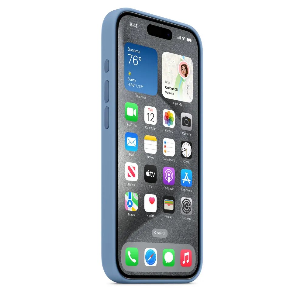 Чехол силиконовый MagSafe для iPhone 15 Pro Winter Blue с анимацией NFC, Silicone case MagSafe для айфон 15 про - Морозный синий — фото 1