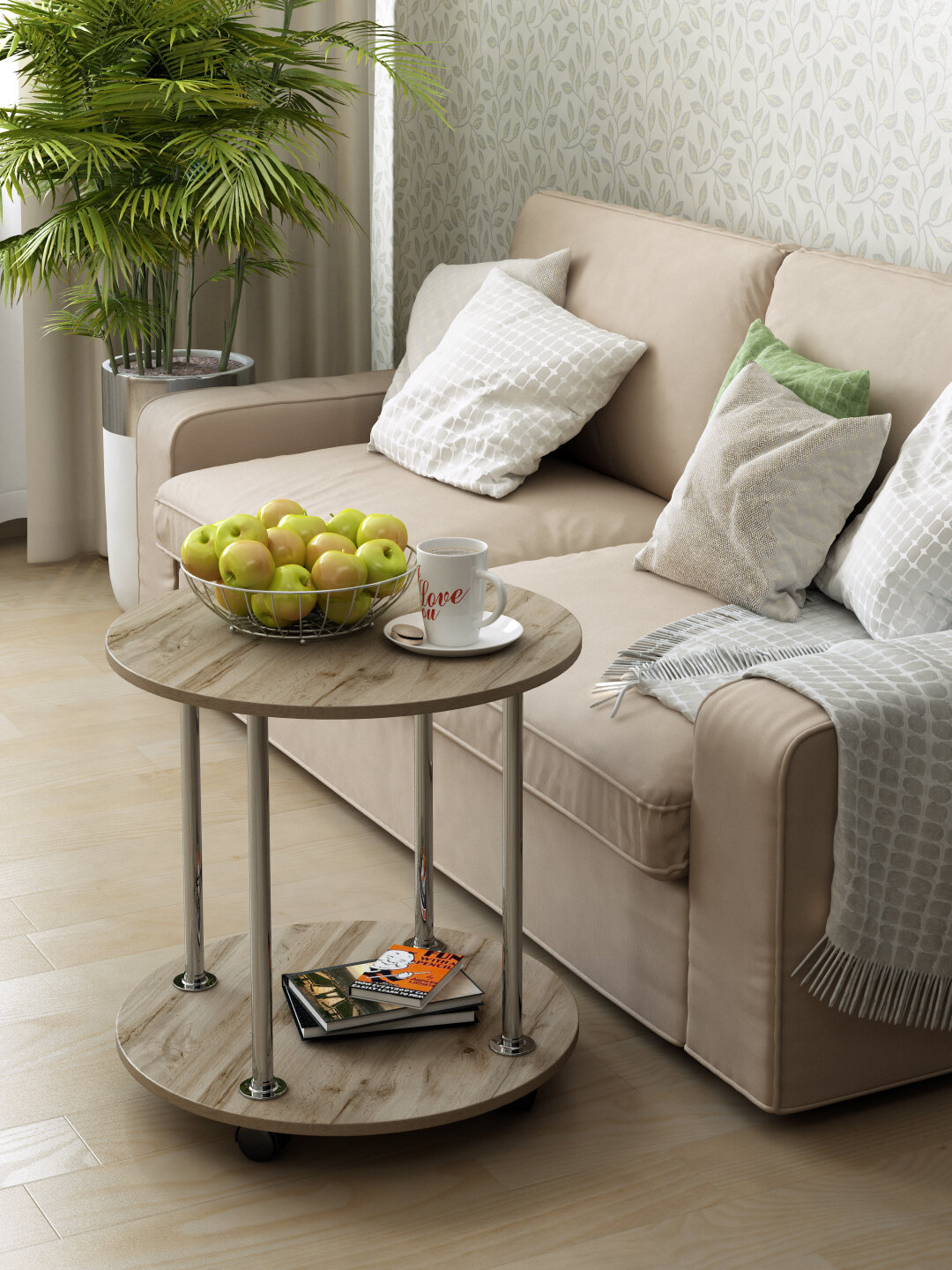 фото Стол журнальный Прованс . На колесиках. Белый мрамор