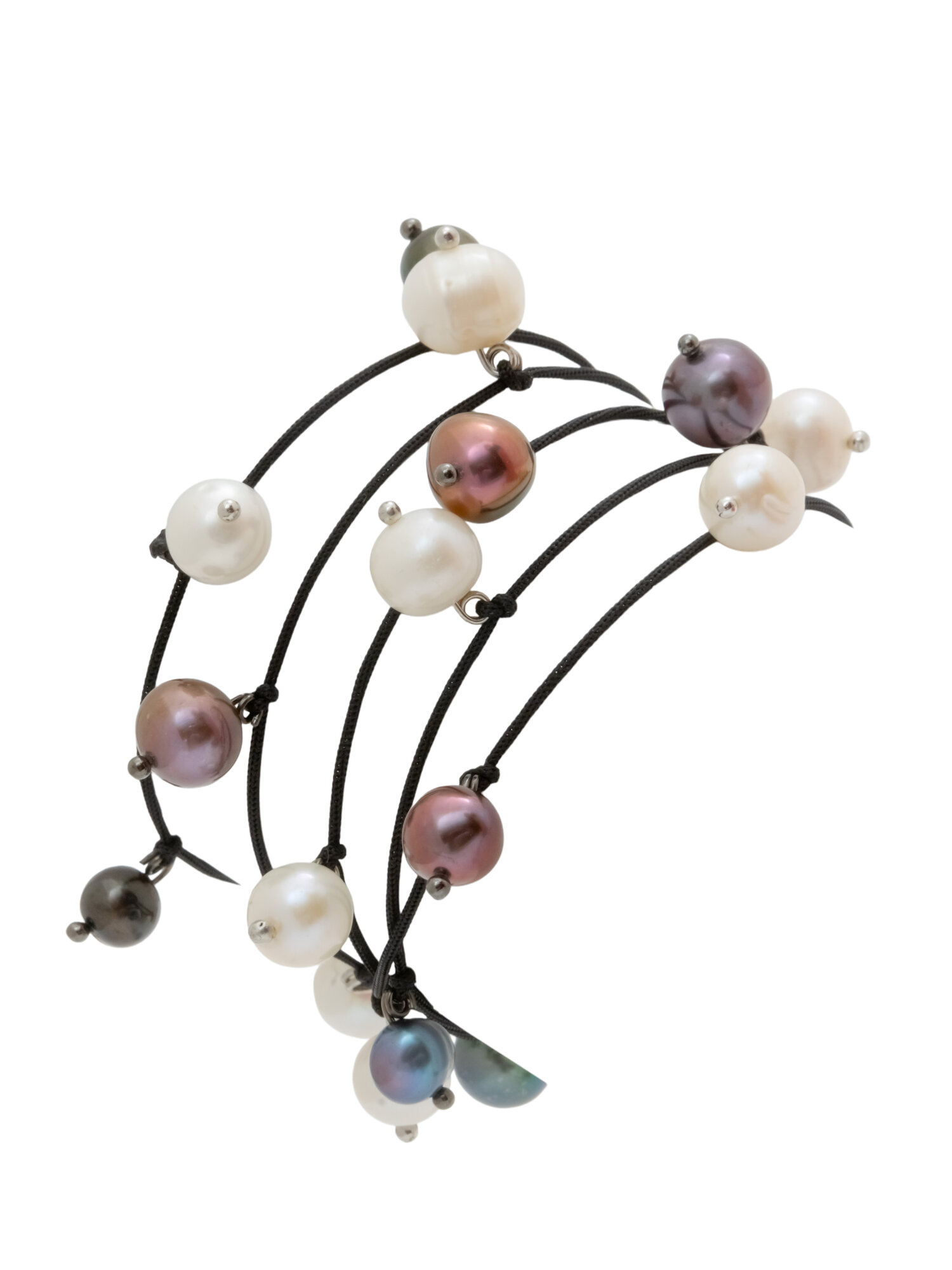 Бусы ЖемАрт, жемчуг пресноводный культивированный, белый, синий, черный, коричневый — фото 1