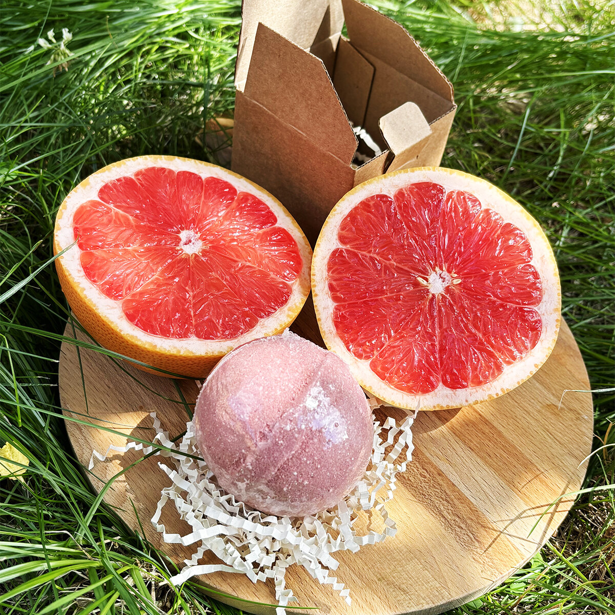 Бомбочка CRAZYme "Грейпфрут", для ванны, ручная работа, 155г, красная — фото 1