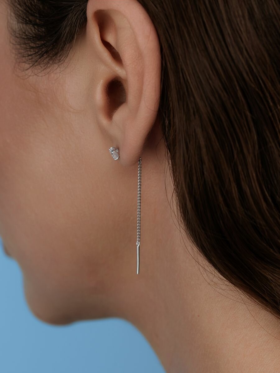 Серьги цепочки Argentum, серебро, 925 проба, родирование, топаз синтетический