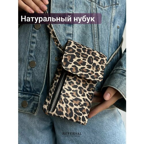 фото Сумка кросс-боди reversal, фактура бархатистая, бежевый