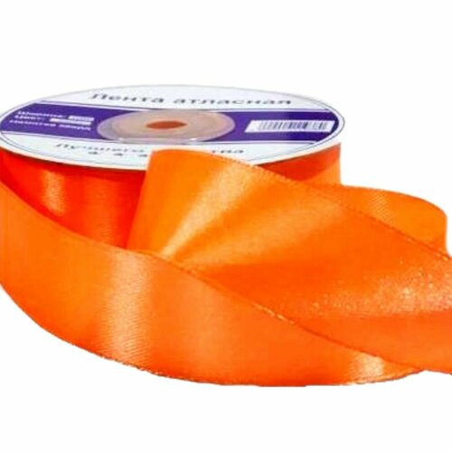 Лента атласная 25 мм х 27 метров, цв. рыжий.