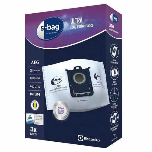фото Мешки для пылесосов philips и electrolux e210s s-bag ultra long performance, 3 шт