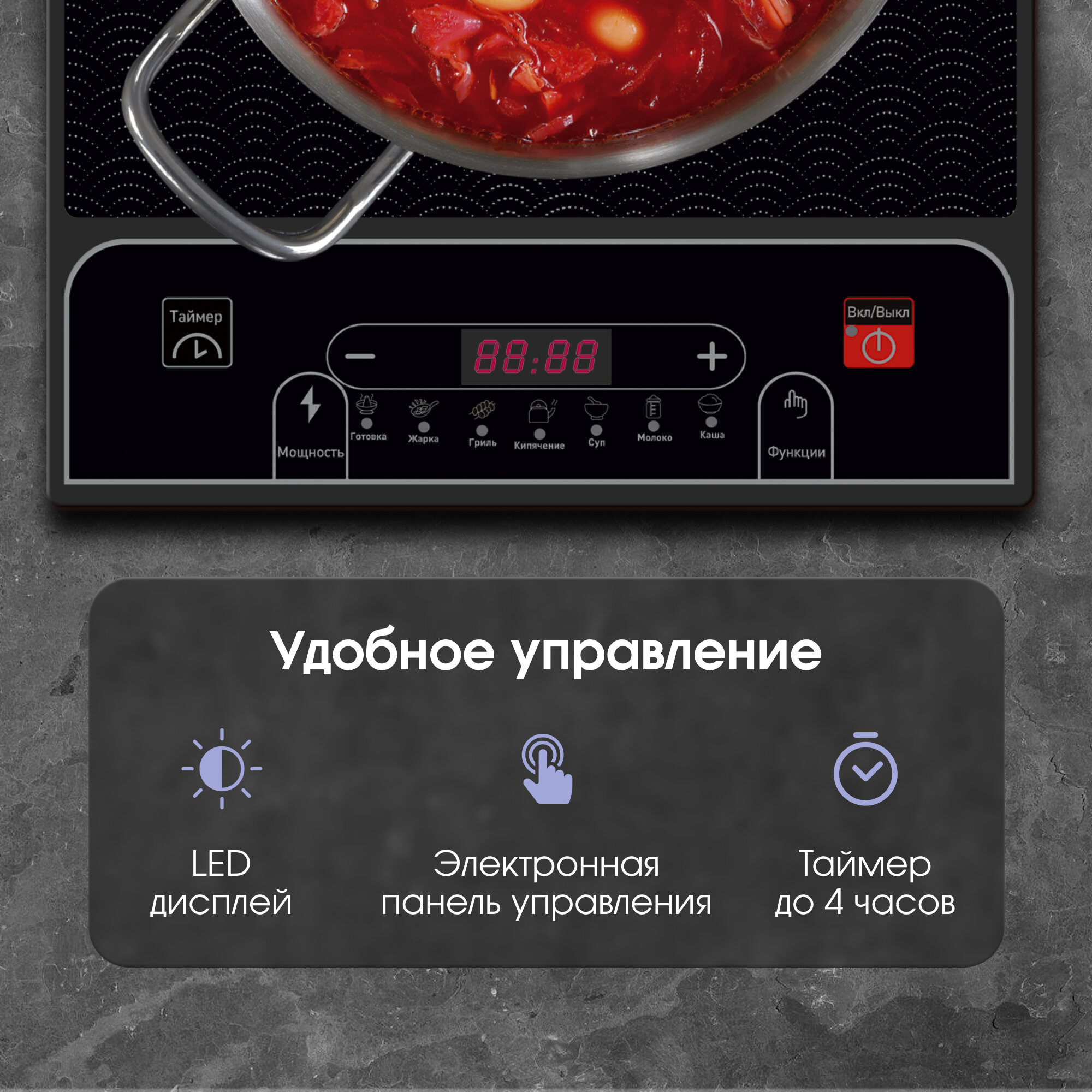 Обзор: Настольная плита индукционная Zigmund & Shtain ZIP-556, 2000 Вт, стеклокерамика