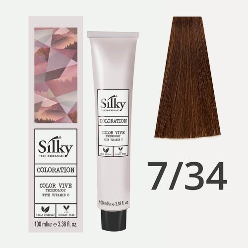 Изображение товара Крем - краска для волос профессиональная Silky Color Vive/Ultralift 7/34 Русый Золотистый медный, 100 мл