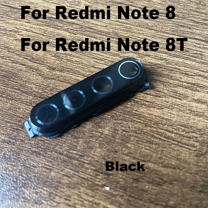 Стеклянный объектив задней камеры для Xiaomi Redmi Note 8 8T Pro, стеклянная рамка задней камеры, крышка с клейкой наклейкой, клей, note 8 8T Black