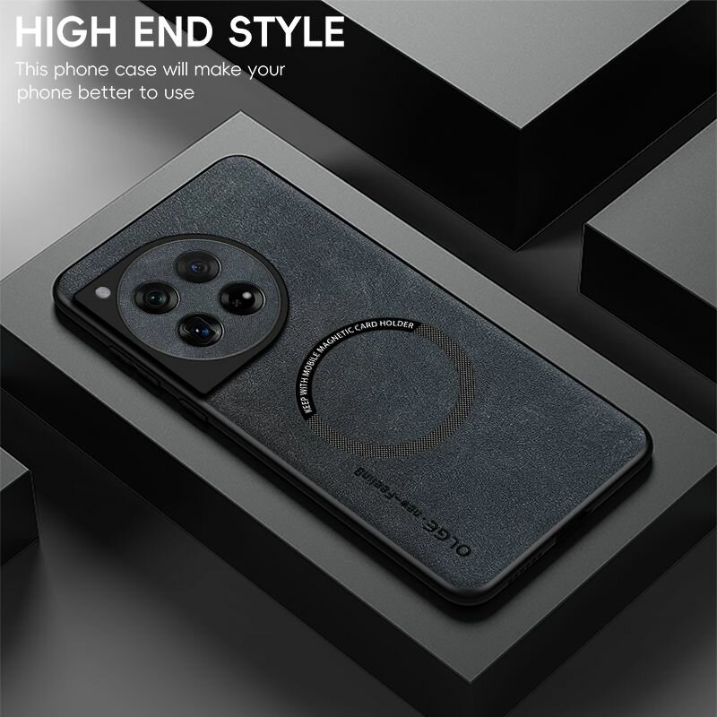 OLGE Роскошная кожа MagSafe чехол Для OnePlus 12 (Ван Плюс 12, Оне Плас 12) кожаный — фото 1