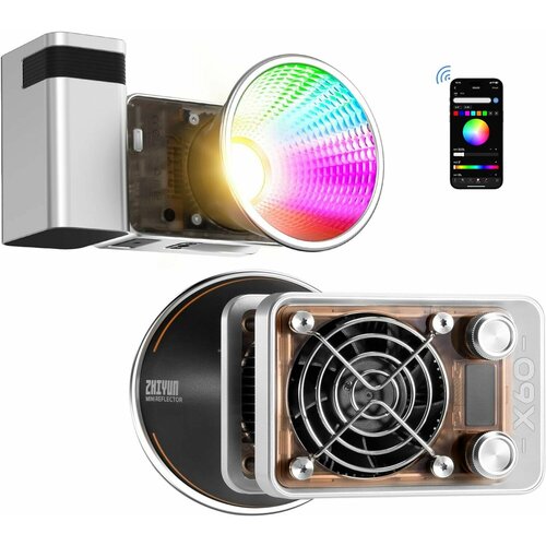 Видеолампа Zhiyun Molus X60 RGB 60 Вт 2700-6500K режим TLCI 98 HSI с управлением через приложение Bluetooth 25999₽