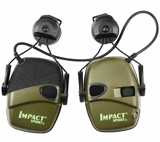 Активные тактические наушники для стрельбы IMPACT SPORT с креплением на шлем (олива)