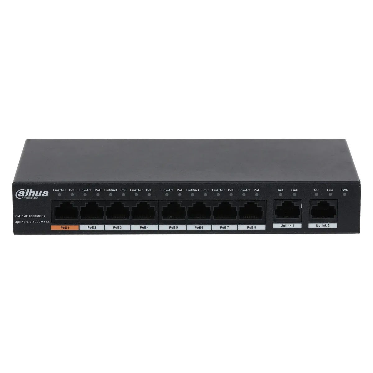 Коммутатор Dahua DH-PFS3010-8GT-96, 10 портовый, неуправляемый, черный