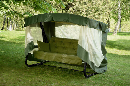 Изображение товара Садовые качели "Саванна" Olsa с1451, 4-х местные, до 320 кг, раскладываются в кровать, металл черный