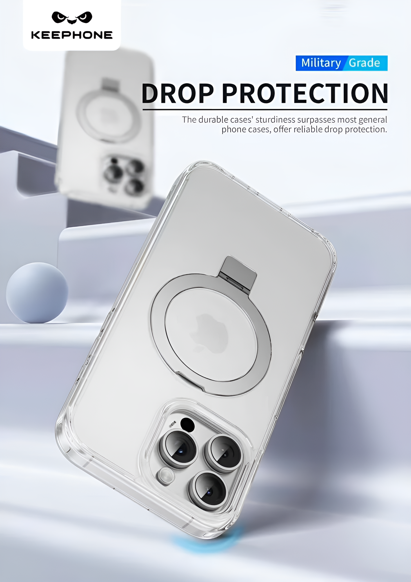 Чехол Магнитная застежка-кольцо Keephone Magico MagSafe для iPhone 16 Pro-Черный