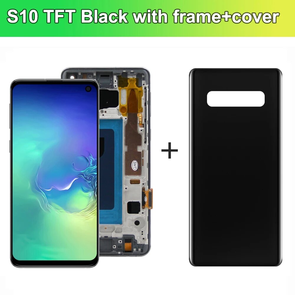 Качество TFT для Samsung S10 G973F/DS G973U G973 SM-G973 ЖК-дисплей с сенсорным экраном и рамкой «сделай сам», для Galaxy S10 LCD, Black Frame I Cover