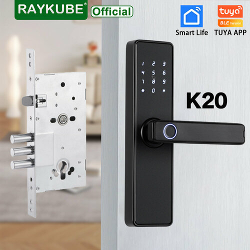 RAYKUBE K20Tuya Bluetooth Smart Lock, биометрическая разблокировка, подходит для замков дверей в отелях/апартаментах