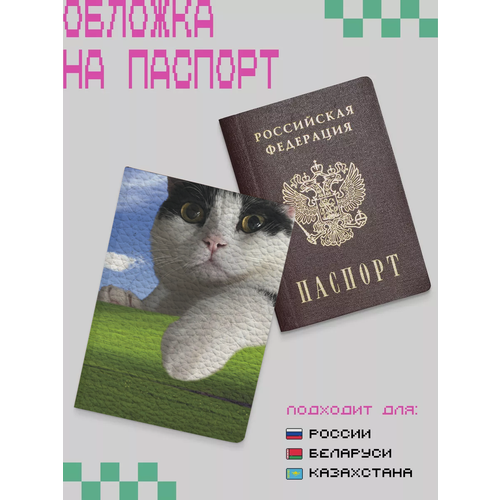 фото Обложка для паспорта zekeks, белый, зеленый, синий, черный