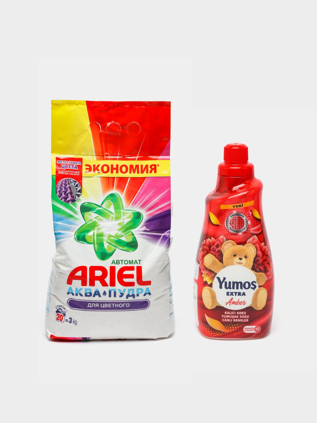 Стиральный порошок Ariel "Color", аква-пудра, 3 кг и "Yumos Extra" Кондиционер 60 стирки ,1440 мл
