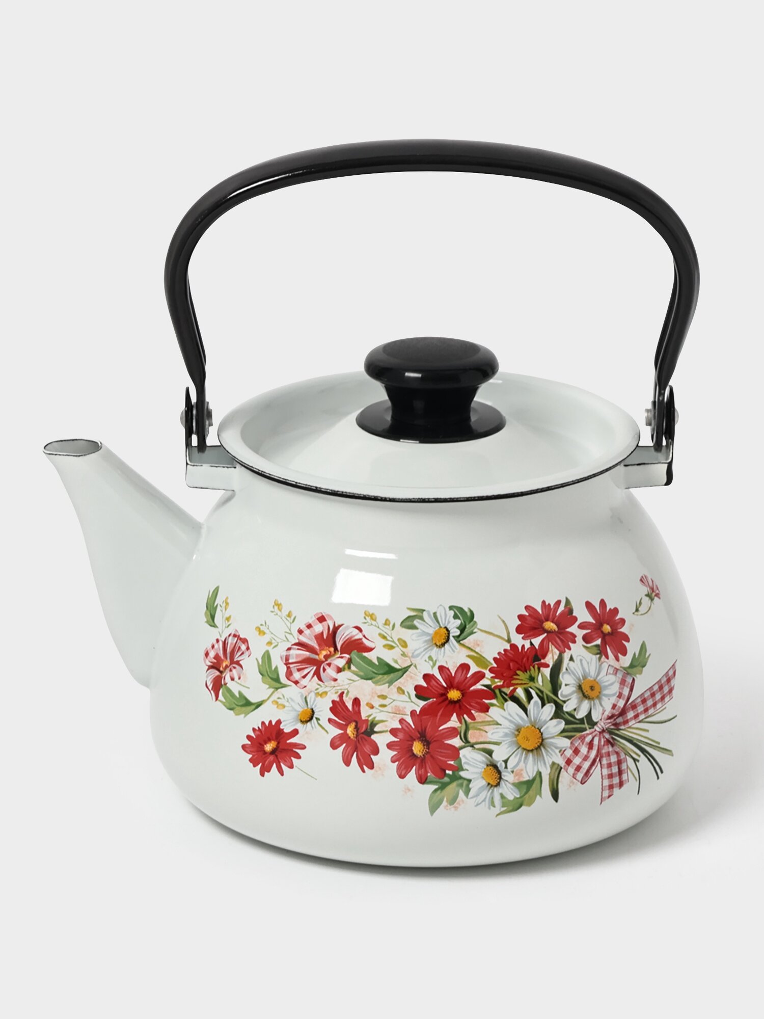 Чайник эмалированный «Астры», 3 л, металлическая ручка, белый