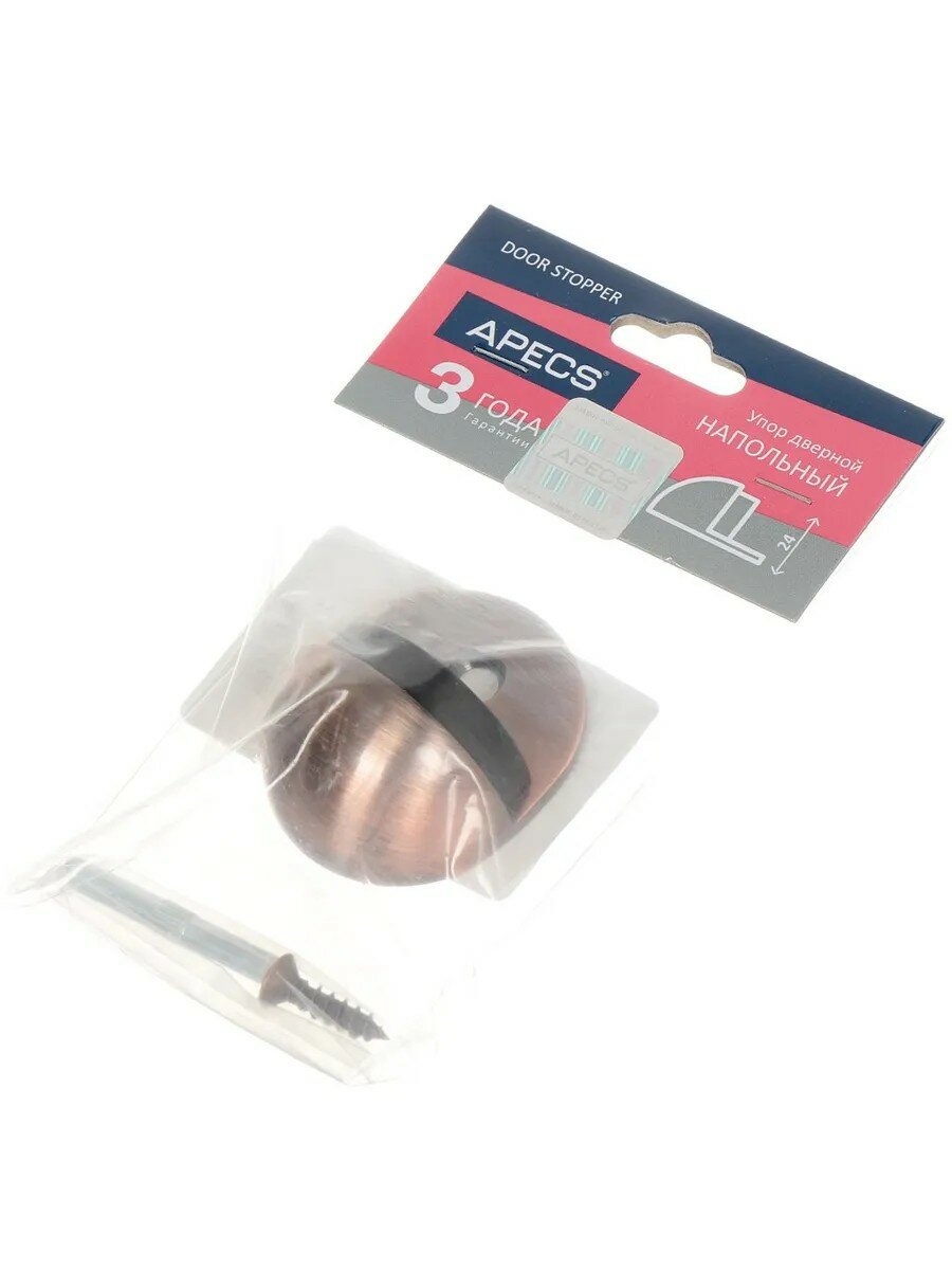 Упор дверной напольный Apecs DS-0002-AC медь антивандальный Китай