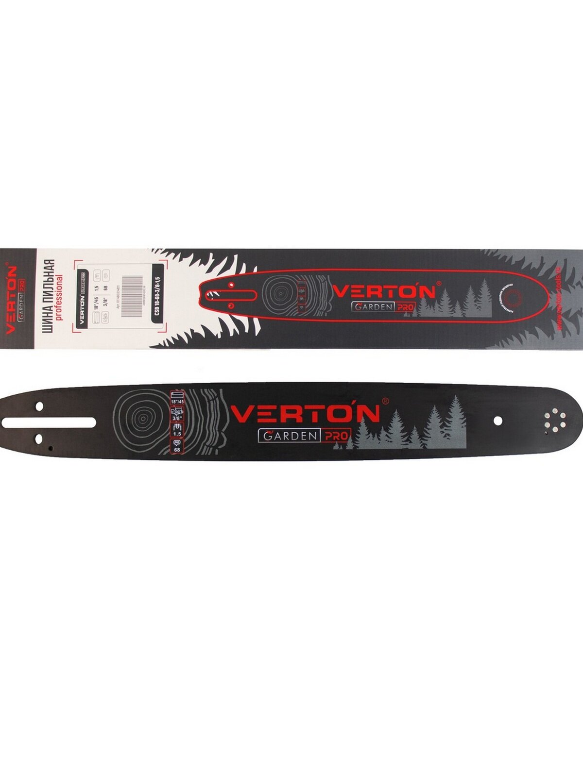 Шина Verton "CSB" 18-68-3/8-1,5, для цепной пилы, 68 звеньев