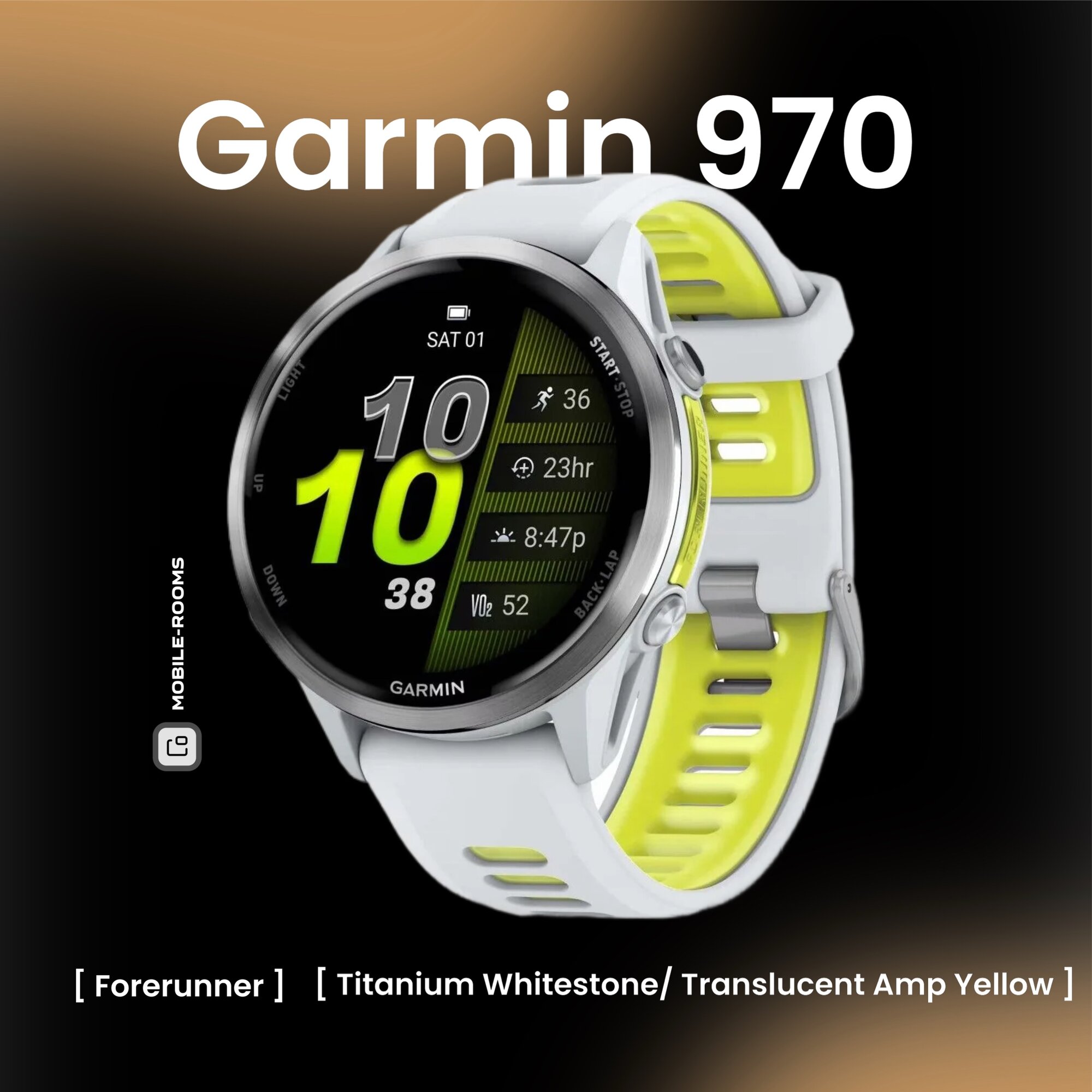 Смарт-часы Garmin Forerunner 970 Titanium Whitestone / Translucent Amp Yellow