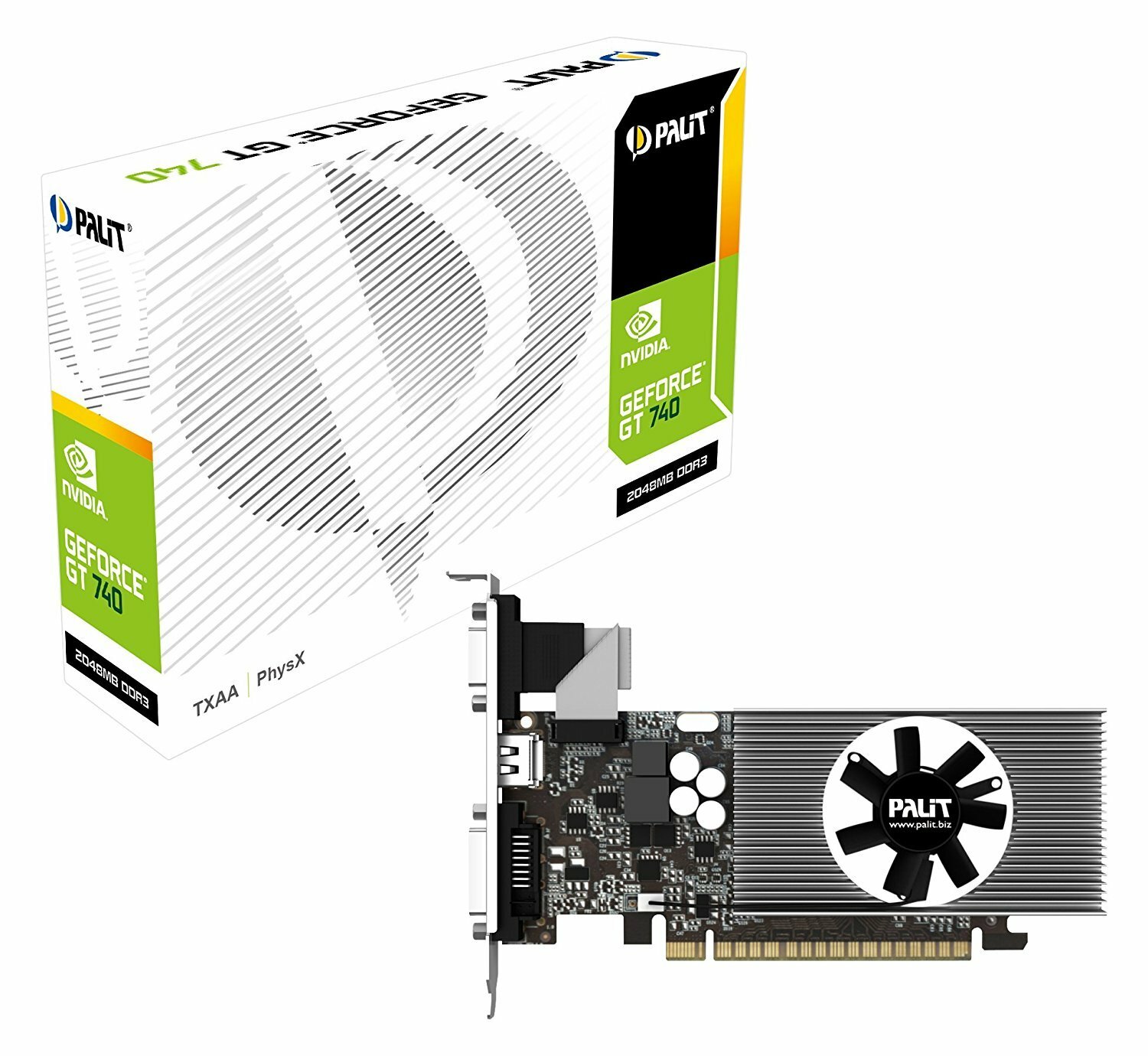 Видеокарта Palit GeForce GT730, 2ГБ DDR3, 64-бит, CRT, DVI, HDMI