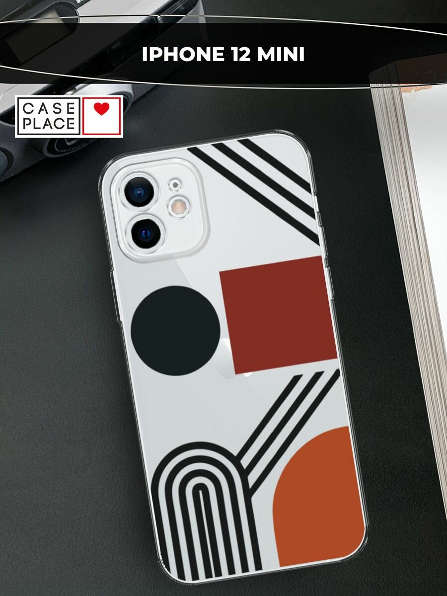 Чехол на Apple iPhone 12 mini / Айфон 12 Мини с принтом Абстрактная композиция, прозрачный