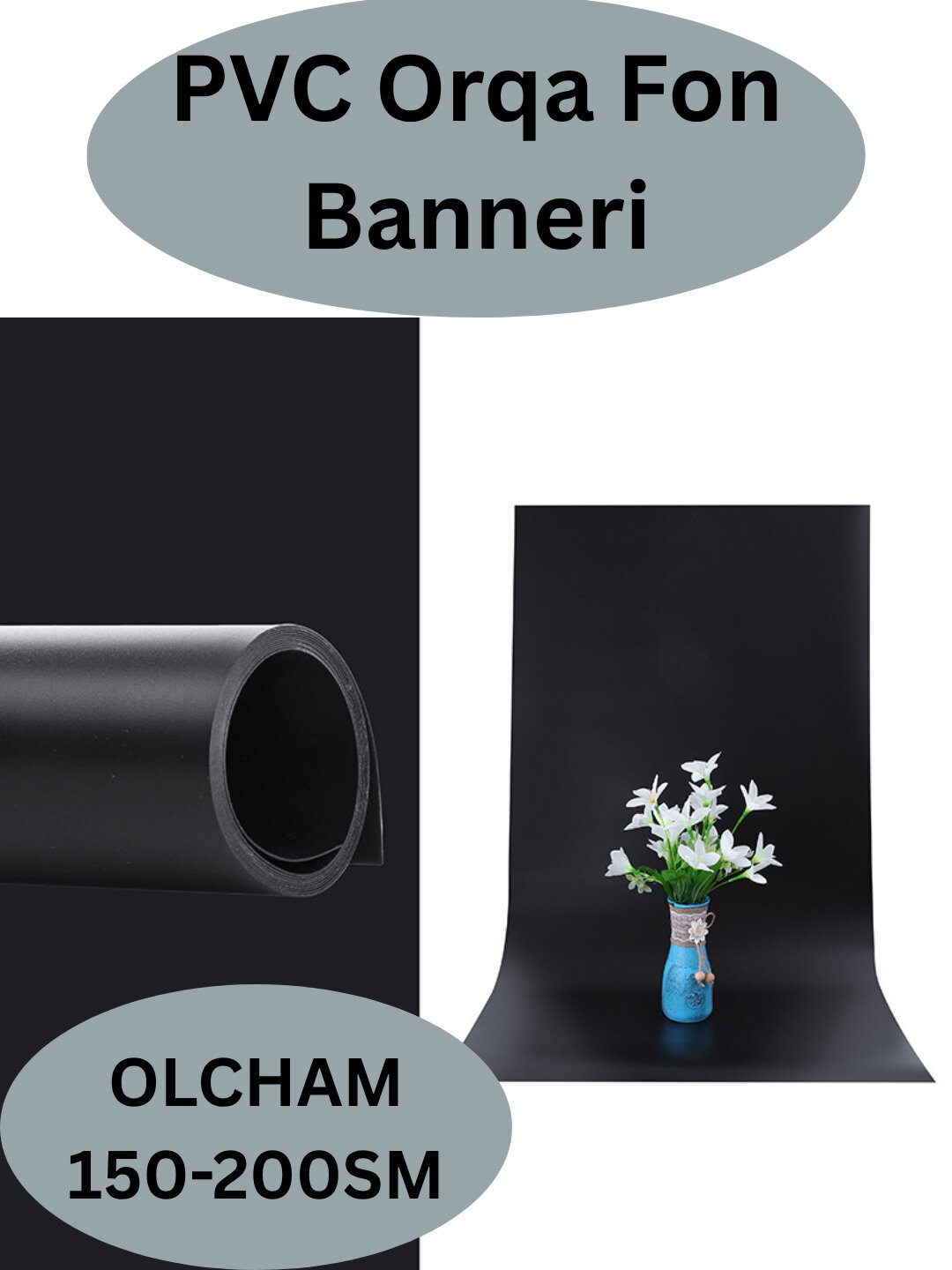 Фотофон бумажный для съёмки, фон для фото и видео, декоративный задний фон - Черный