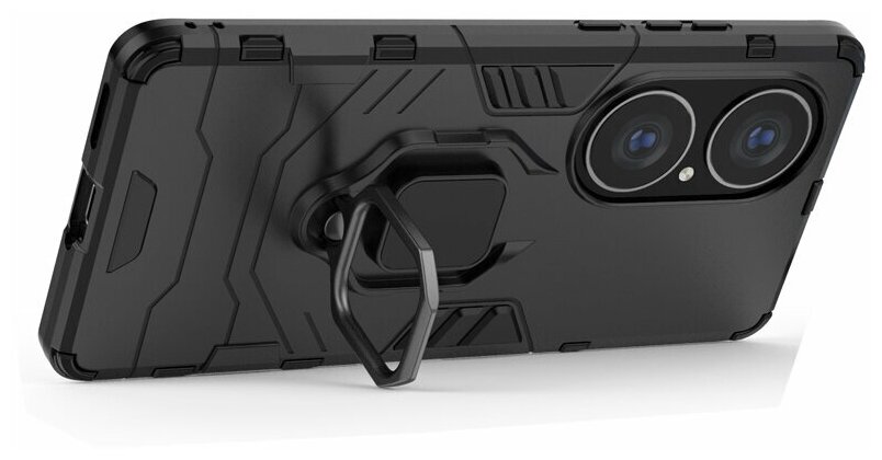 Противоударный чехол с кольцом Panther Case для Huawei P50 Pro черный