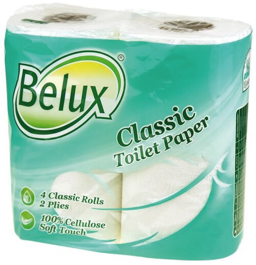 Туалетная бумага Belux Classic белая двухслойная 4 рул. 480 лист.