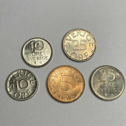 Швеция набор из 5 монет 1973-1990 годов код 23864 польша набор из 5 монет 2010 2014 годов код 23857
