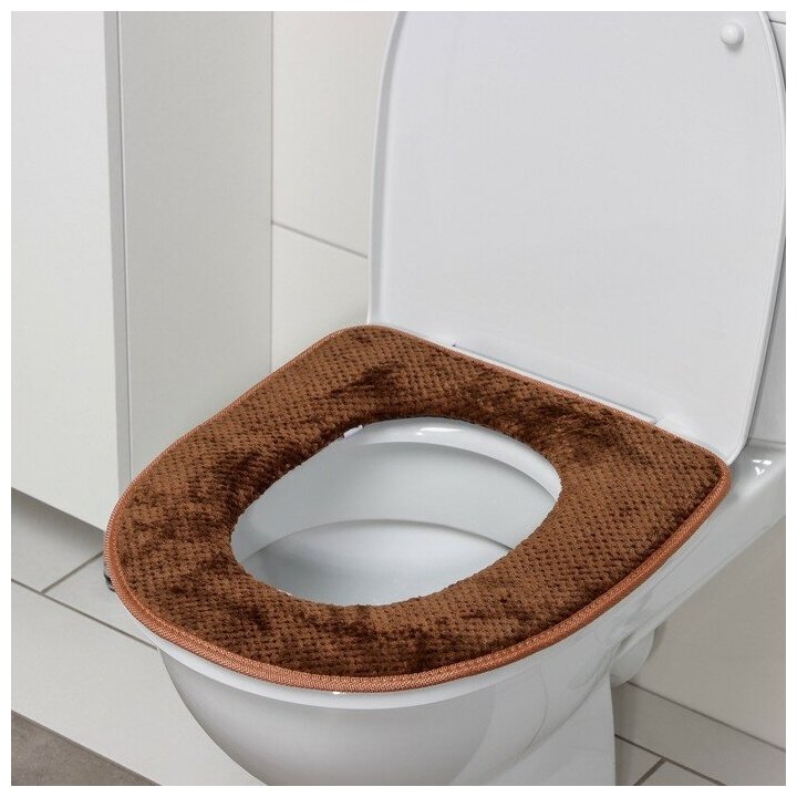 Чехол на сиденье для унитаза на липучках Доляна «Плюш», 34×40 см, цвет микс, 4597680