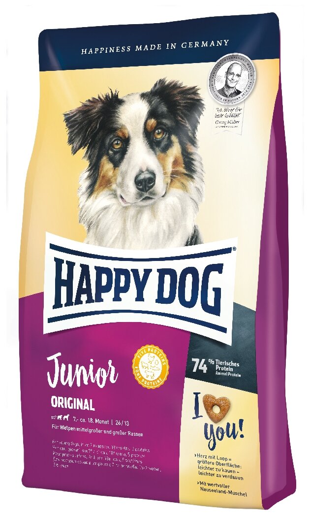 Сухой корм для щенков Happy Dog Junior Original, для здоровья костей и суставов 1 уп. х 1 шт. х 10 кг (для средних и крупных пород)