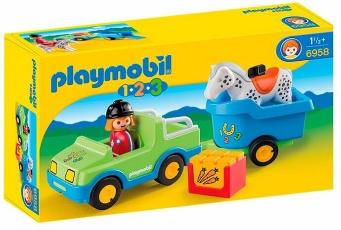 Конструктор Playmobil 1-2-3 6958 Автомобиль и фургон для лошади