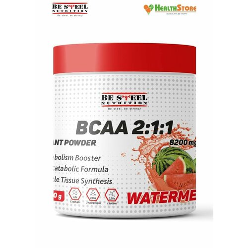 БЦАА быстрорастворимый, BCAA Be Steel Nutrition Instant 2:1:1 200г (арбуз) бцаа быстрорастворимый bcaa be steel nutrition instant 2 1 1 200г яблоко