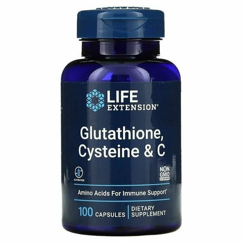Life Extension Glutathione Cysteine Vitamine C, глутатион, цистеин и витамин С 100 капсул
